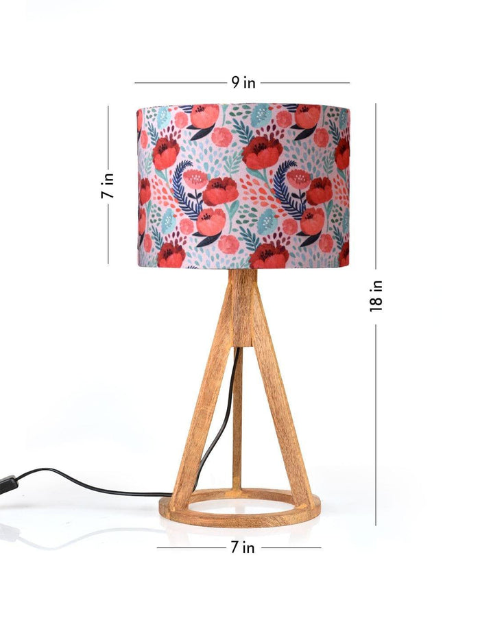 Red Roses Trio Wooden Lamp - Ouch Cart