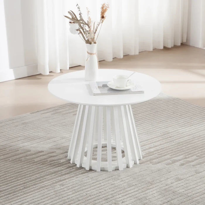 Rilma Solid Wood Base Single Coffee Table, Round Coffee Table for Living Room