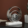 Rings Of Saturn Desk Clock in Marble & Silver Finish - Ouch Cart
