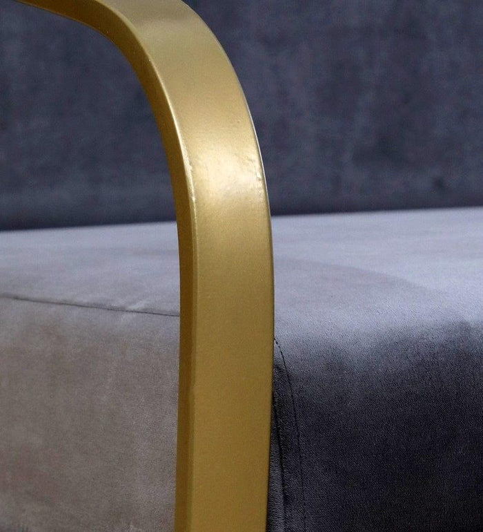 Ronaldo Metal Chair In Velvet Grey colour - Ouch Cart | Armchair | Wing chair