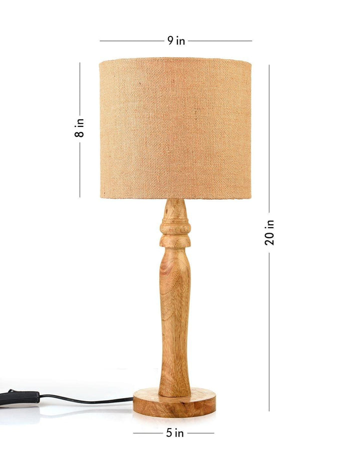 Round Brown Lamp with Brown Jute Shade - Ouch Cart