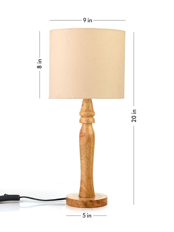 Round Brown Lamp with White Cotton Shade - Ouch Cart