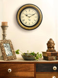 Round Embossed Brass 12 Inches Wall Clock - Ouch Cart