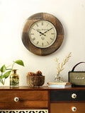Round Embossed Brass 18 Inches Wall Clock - Ouch Cart