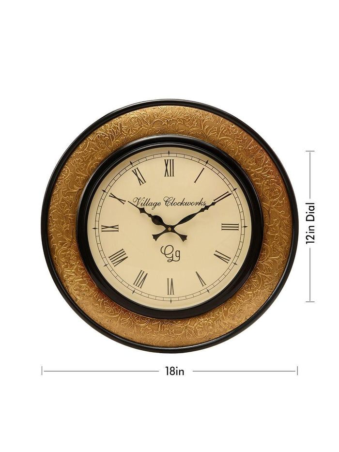 Round Polish with Metal Brass 18 Inches Wall Clock - Ouch Cart