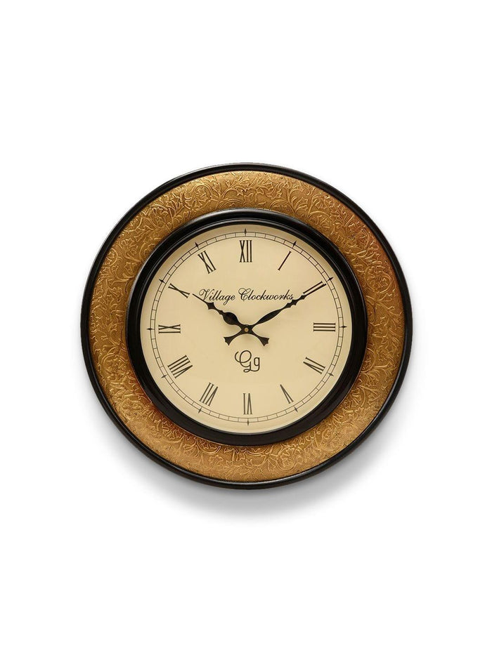 Round Polish with Metal Brass 18 Inches Wall Clock - Ouch Cart