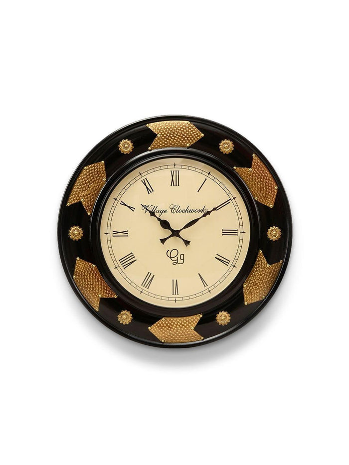 Round Polish with Metal Brass 18 Inches Wall Clock - Ouch Cart
