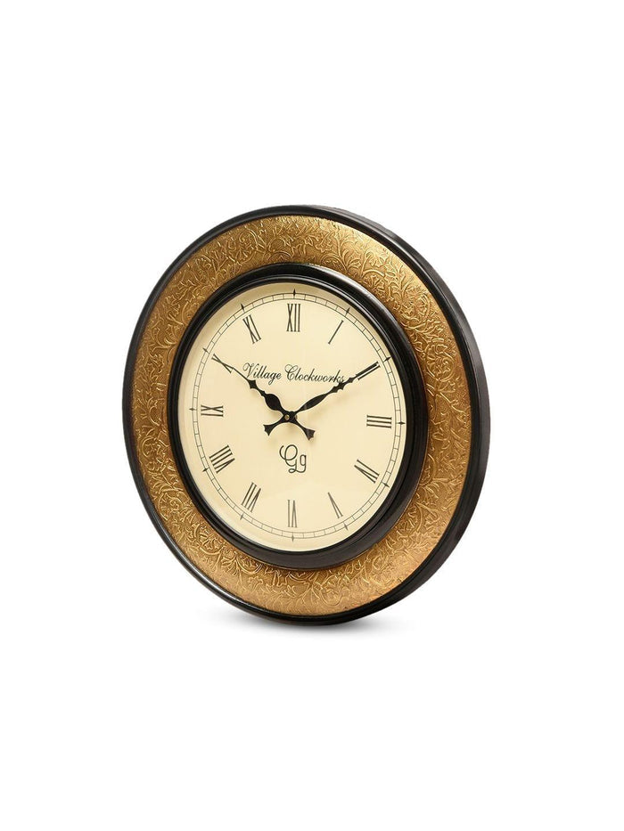 Round Polish with Metal Brass 18 Inches Wall Clock - Ouch Cart