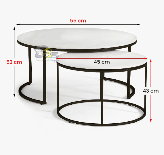 Round Side Coffee Table Sets,2 Piece MDF Top Couch Table,Stacking Nesting Table - Ouch Cart