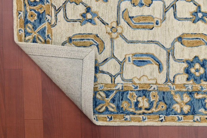 Royal Blue Wool Romania 4x6 Feet Hand-Tufted Carpet - Rug - Ouch Cart