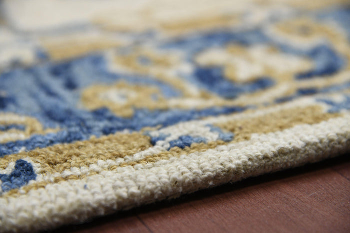 Royal Blue Wool Romania 4x6 Feet Hand-Tufted Carpet - Rug - Ouch Cart