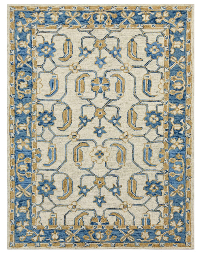 Royal Blue Wool Romania 4x6 Feet Hand-Tufted Carpet - Rug - Ouch Cart