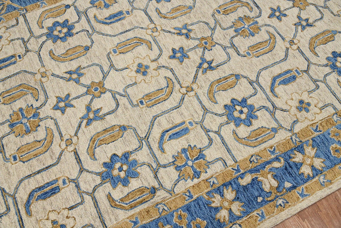 Royal Blue Wool Romania 5x8 Feet Hand-Tufted Carpet - Rug - Ouch Cart