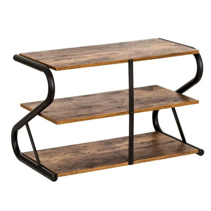 Rustic Z-Frame 3-Level 9 Pair Shoe Rack - Ouch Cart
