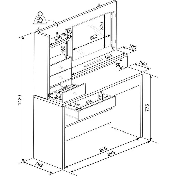 Ryan Dressing Table with Mirror - Ouch Cart