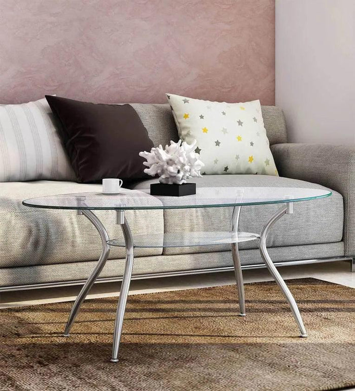 Sakshi Coffee Table with Glass Top - Ouch Cart