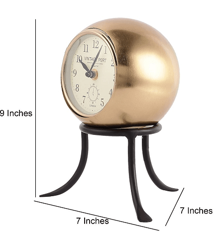 Seated Sphere Clock in Gold & Black Colour - Ouch Cart