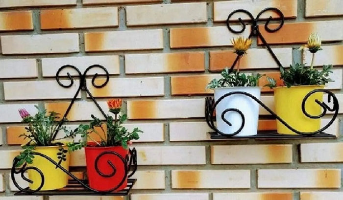 Set of Hanging Metal Plants Holder Indoor and Outdoor Black - Ouch Cart