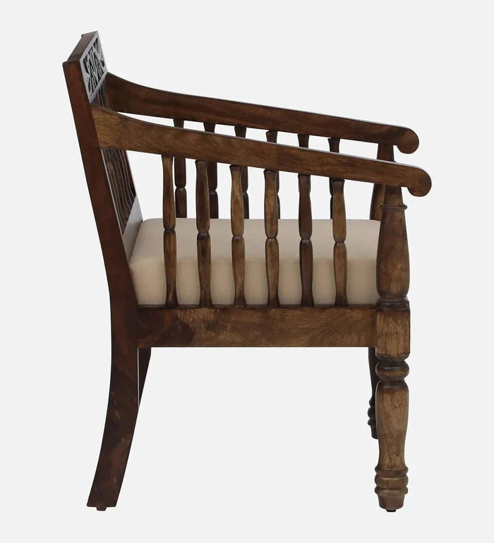 Sheesham Wood 1 Seater Sofa In Provincial Teak Finish - Ouch Cart