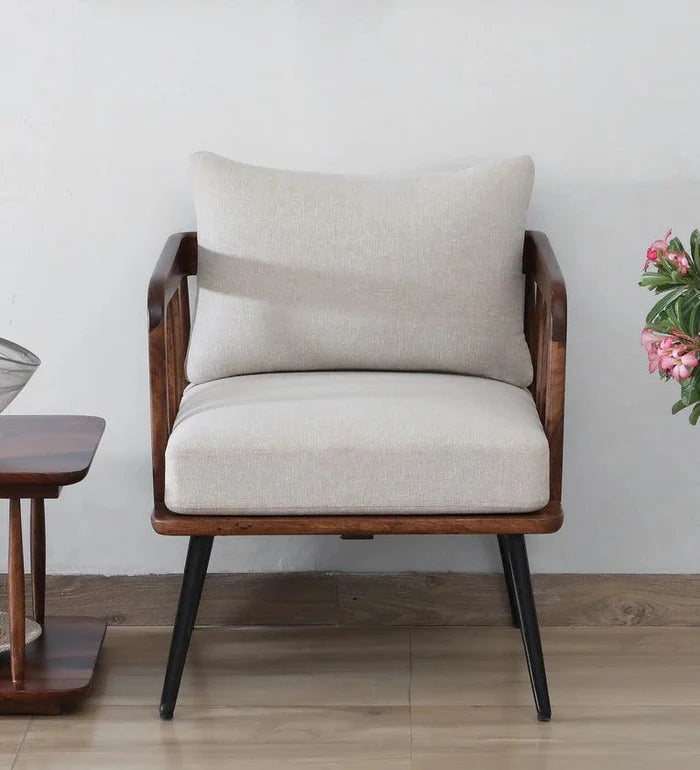 Sheesham Wood 1 Seater Sofa In Scratch Resistant Rustic Teak Finish - Ouch Cart