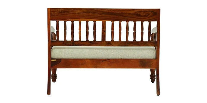 Sheesham Wood 2 Seater Sofa In Honey Oak Finish - Ouch Cart