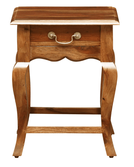 Sheesham Wood Bedside Table for Bedroom | Wooden Nightstand Lamp Table with Drawer | Brown - Ouch Cart