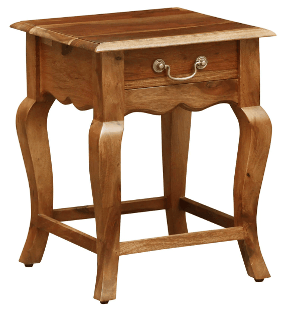 Sheesham Wood Bedside Table for Bedroom | Wooden Nightstand Lamp Table with Drawer | Brown - Ouch Cart