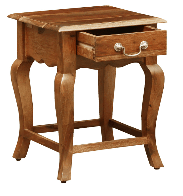 Sheesham Wood Bedside Table for Bedroom | Wooden Nightstand Lamp Table with Drawer | Brown - Ouch Cart