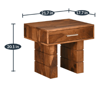 Sheesham Wood Bedside Table with Drawer Storage Night Stand Table for Bedroom - Ouch Cart