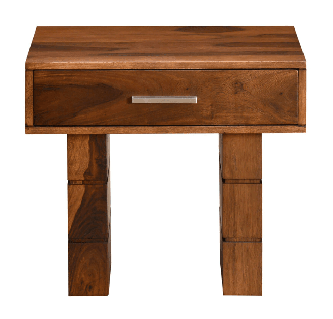 Sheesham Wood Bedside Table with Drawer Storage Night Stand Table for Bedroom - Ouch Cart