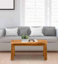 Sheesham Wood Coffee Table In Rustic Teak Finish - Ouch Cart