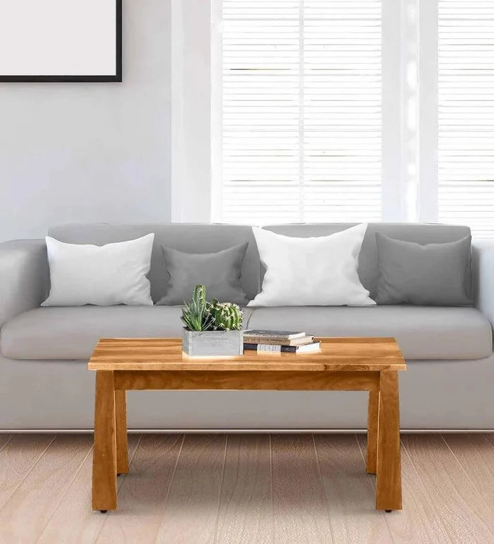 Sheesham Wood Coffee Table In Rustic Teak Finish - Ouch Cart