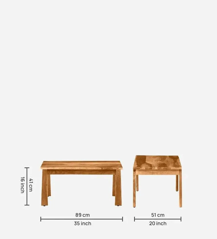 Sheesham Wood Coffee Table In Rustic Teak Finish - Ouch Cart