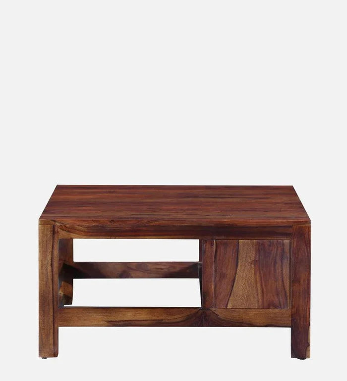 Sheesham Wood Coffee Table In Scratch Resistant Provincial Teak Finish With Shelf - Ouch Cart
