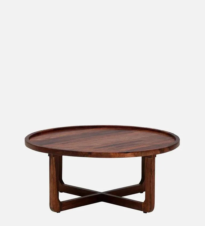 Sheesham Wood Coffee Table In Scratch Resistant Rustic Teak Finish - Ouch Cart