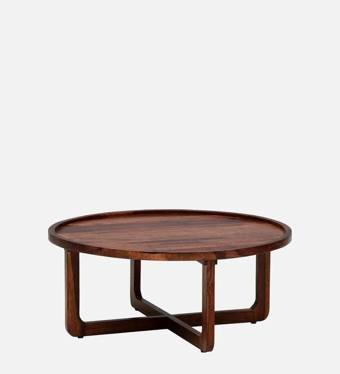 Sheesham Wood Coffee Table In Scratch Resistant Rustic Teak Finish - Ouch Cart