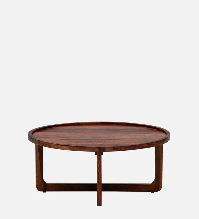 Sheesham Wood Coffee Table In Scratch Resistant Rustic Teak Finish - Ouch Cart