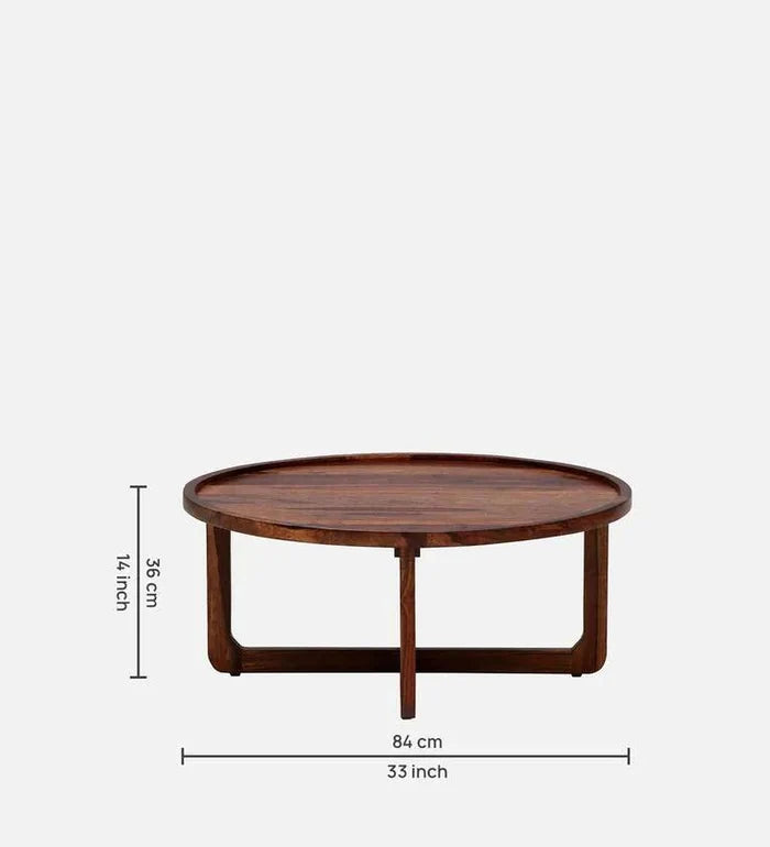 Sheesham Wood Coffee Table In Scratch Resistant Rustic Teak Finish - Ouch Cart
