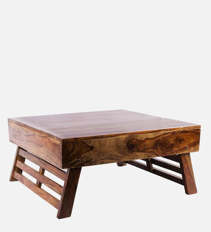Sheesham Wood Coffee Table in Teak Finish - Ouch Cart