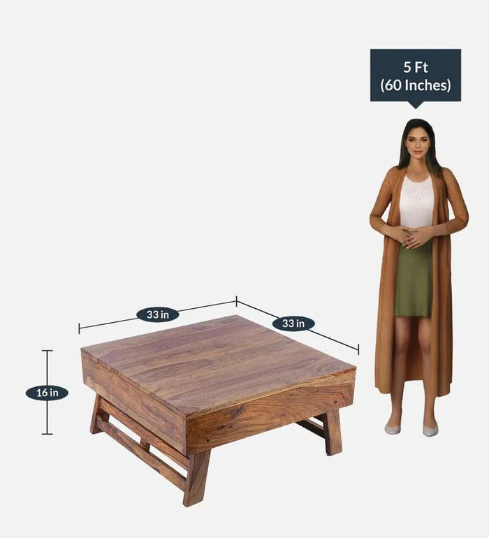 Sheesham Wood Coffee Table in Teak Finish - Ouch Cart