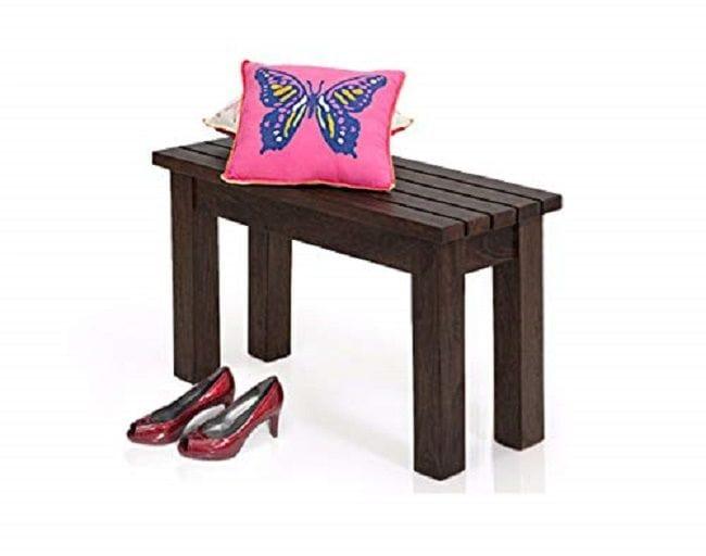 Sheesham Wood Hallway Bench In Walnut Finish - Ouch Cart