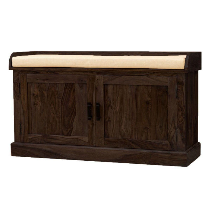 Sheesham Wood Hallway Storage Shoerack In Walnut Finish - Ouch Cart
