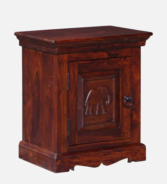 Sheesham Wood LHS Bedside Table in Scratch Resistant Honey Oak Finish - Ouch Cart
