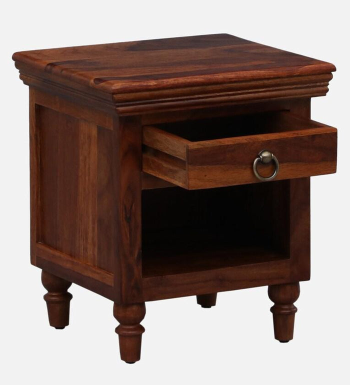 Sheesham Wood Night Stand in Scratch Resistant Honey Oak Finish - Ouch Cart