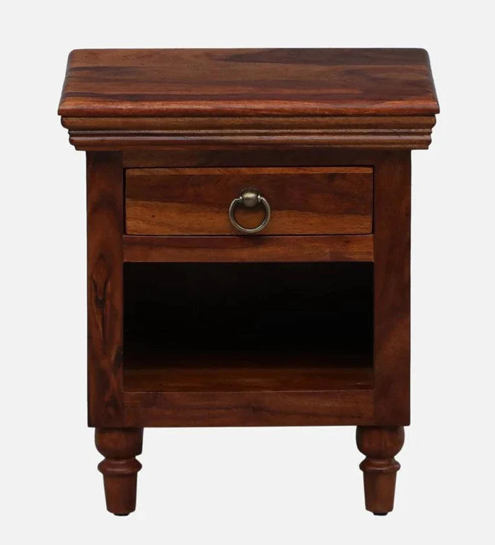 Sheesham Wood Night Stand in Scratch Resistant Honey Oak Finish - Ouch Cart
