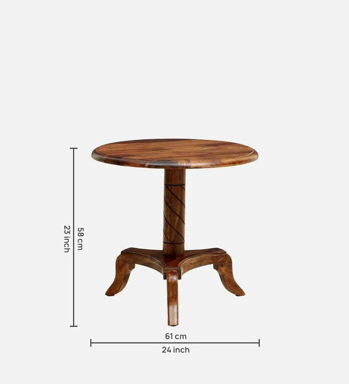 Sheesham Wood Round Coffee Table in Scratch Resistant Rustic Teak Finish - Ouch Cart