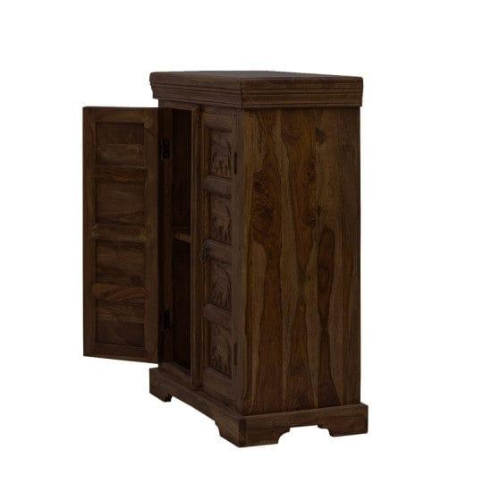 sheesham Wood Storage gajraj Cabinet 60x35x90 CM | Book Storage | Sideboard (Walnut Finish) - Ouch Cart