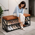 Shoe Rack Bench with Cushion – 2-Tier Storage Organizer Seat for Entryway, Bedroom & Living Room