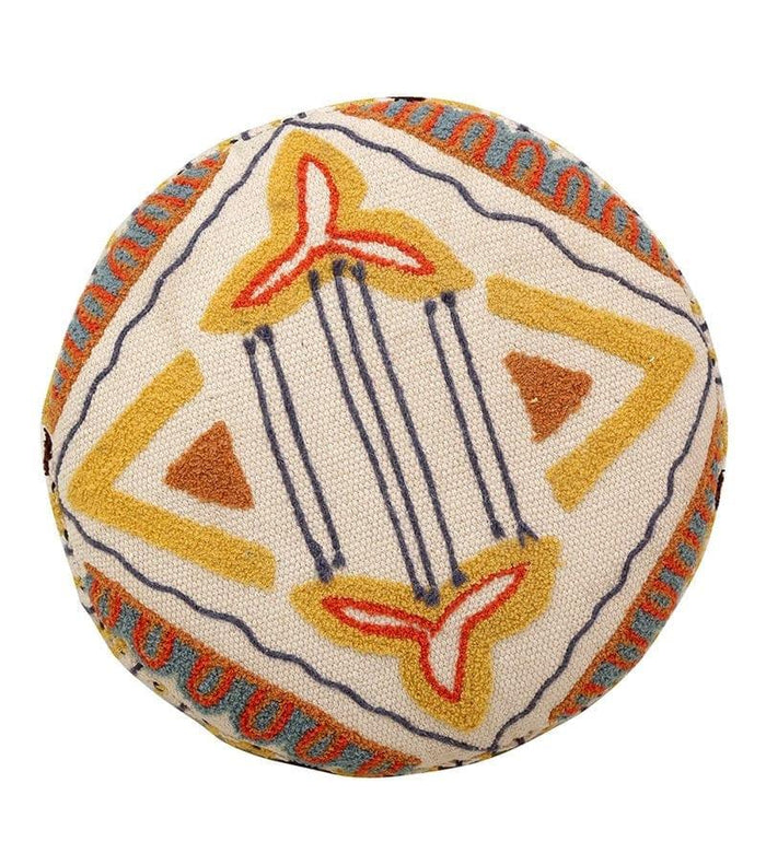 Siamika Mango Wood Foot Stool In Cotton emerald Yellow Colour - Ouch Cart
