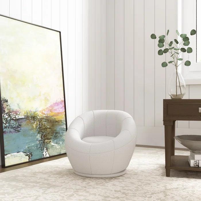 Siilata Upholstered Swivel Barrel Chair - Ouch Cart